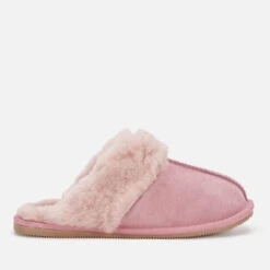 Clarks Women's Warm Lux Suede Mule Slippers - Rose